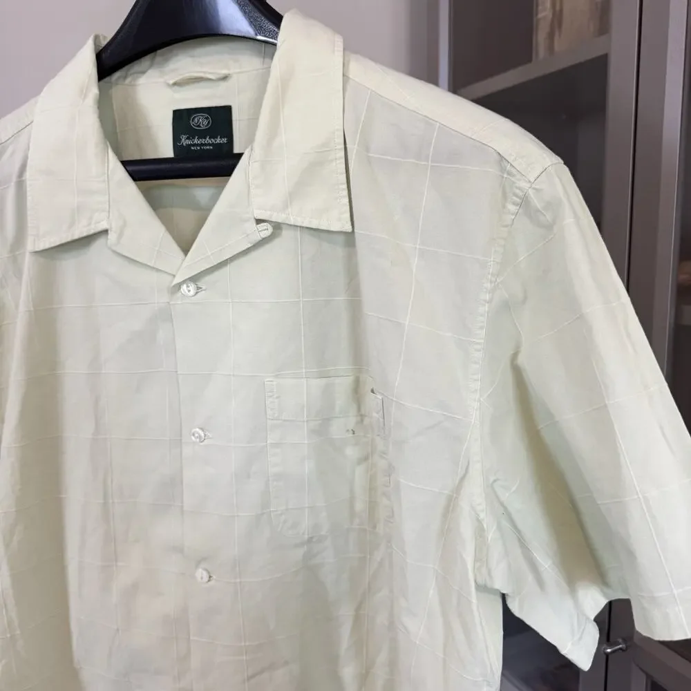 Knickerbocker Director Cotton Sea Foam Short Sleeve Button Up Shirt XXL 2XL NEW